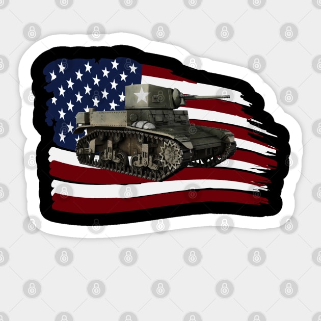 M3 Stuart Tank WW2 Sticker by Dirty Custard Designs 